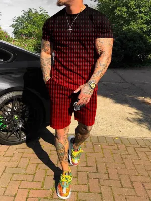 Street Fashion Gradient Printing Casual Suit