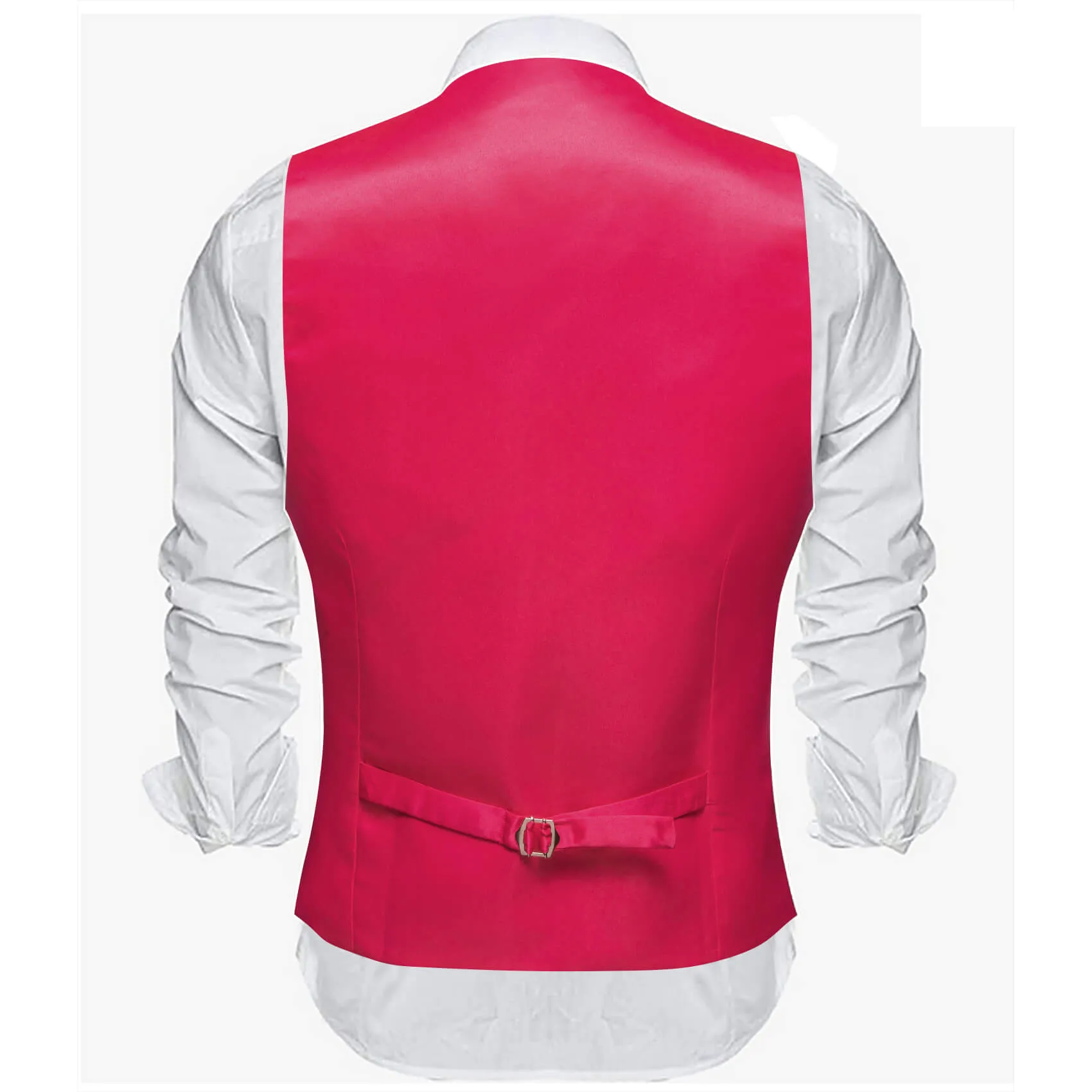 Ties2you Men's Work Vest Carmine Red Silk Suit Vest Business Waistcoat