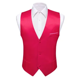 Ties2you Men's Work Vest Carmine Red Silk Suit Vest Business Waistcoat