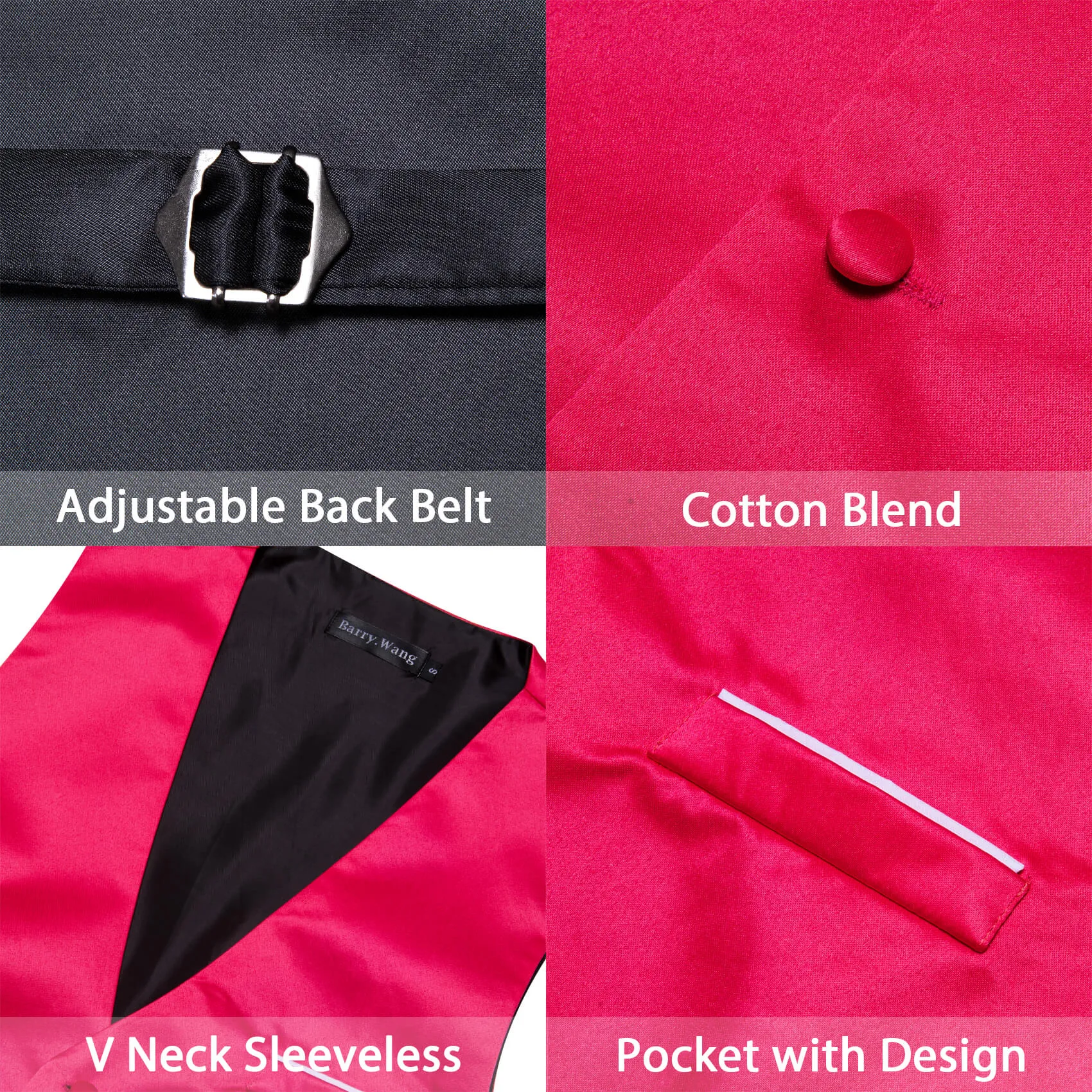 Ties2you Men's Work Vest Carmine Red Silk Suit Vest Business Waistcoat