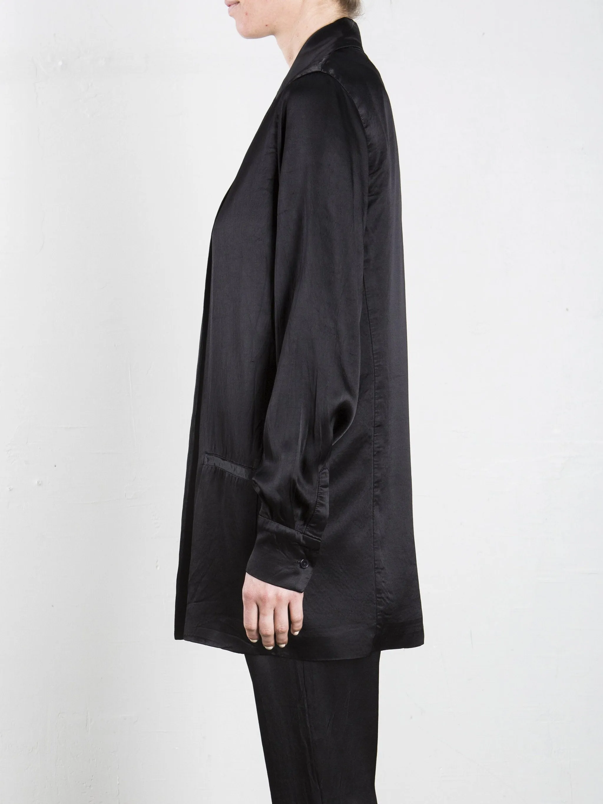 Tux Jacket in Italian Satin - Black