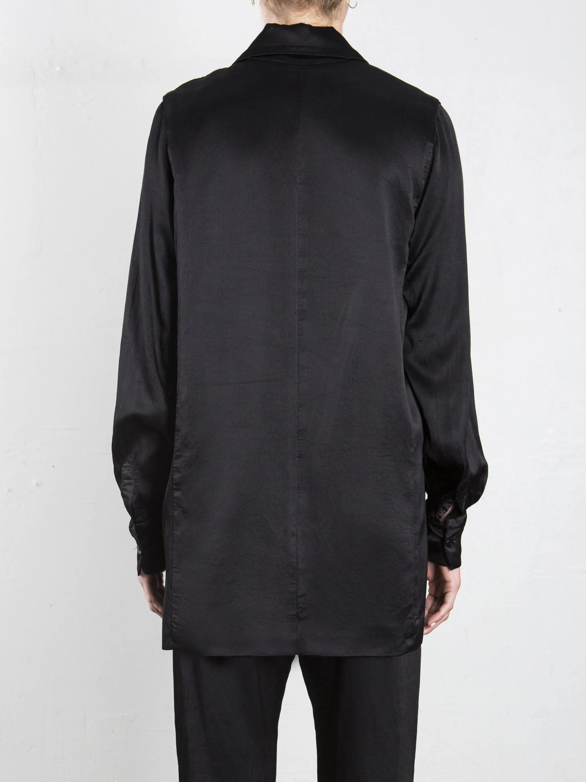 Tux Jacket in Italian Satin - Black