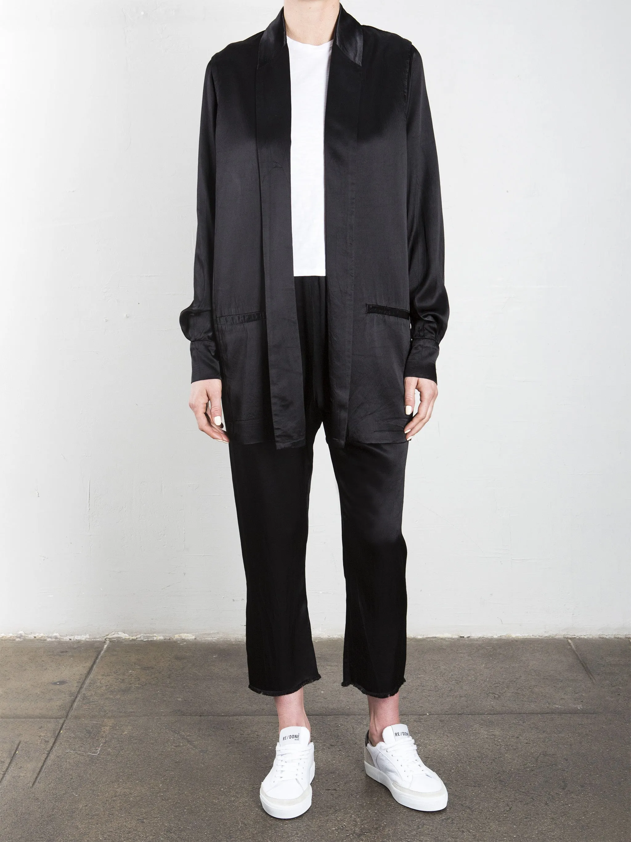 Tux Jacket in Italian Satin - Black