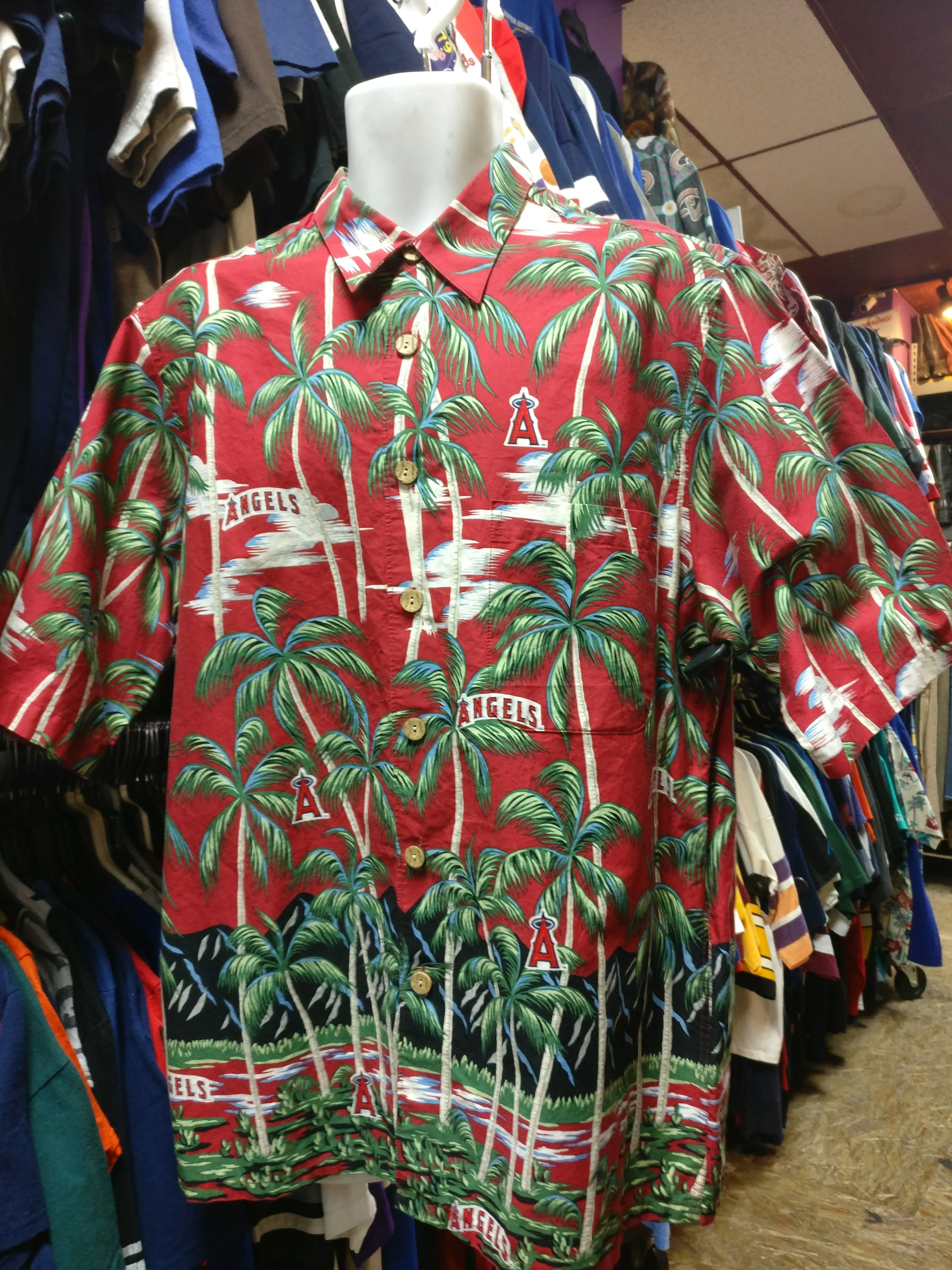 Vintage ANAHEIM ANGELS MLB Reyn Spooner Cotton Hawaiian Shirt L