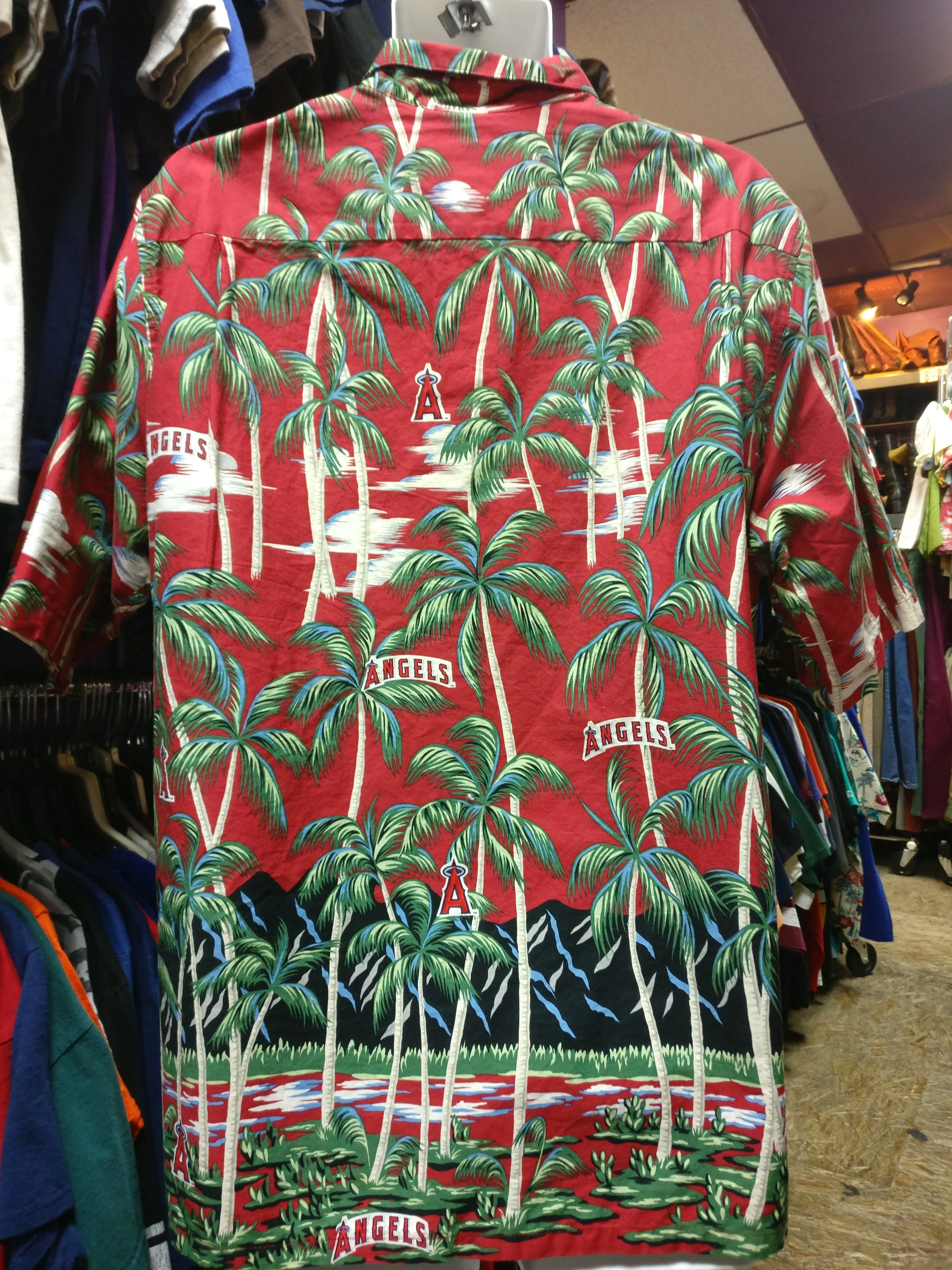 Vintage ANAHEIM ANGELS MLB Reyn Spooner Cotton Hawaiian Shirt L