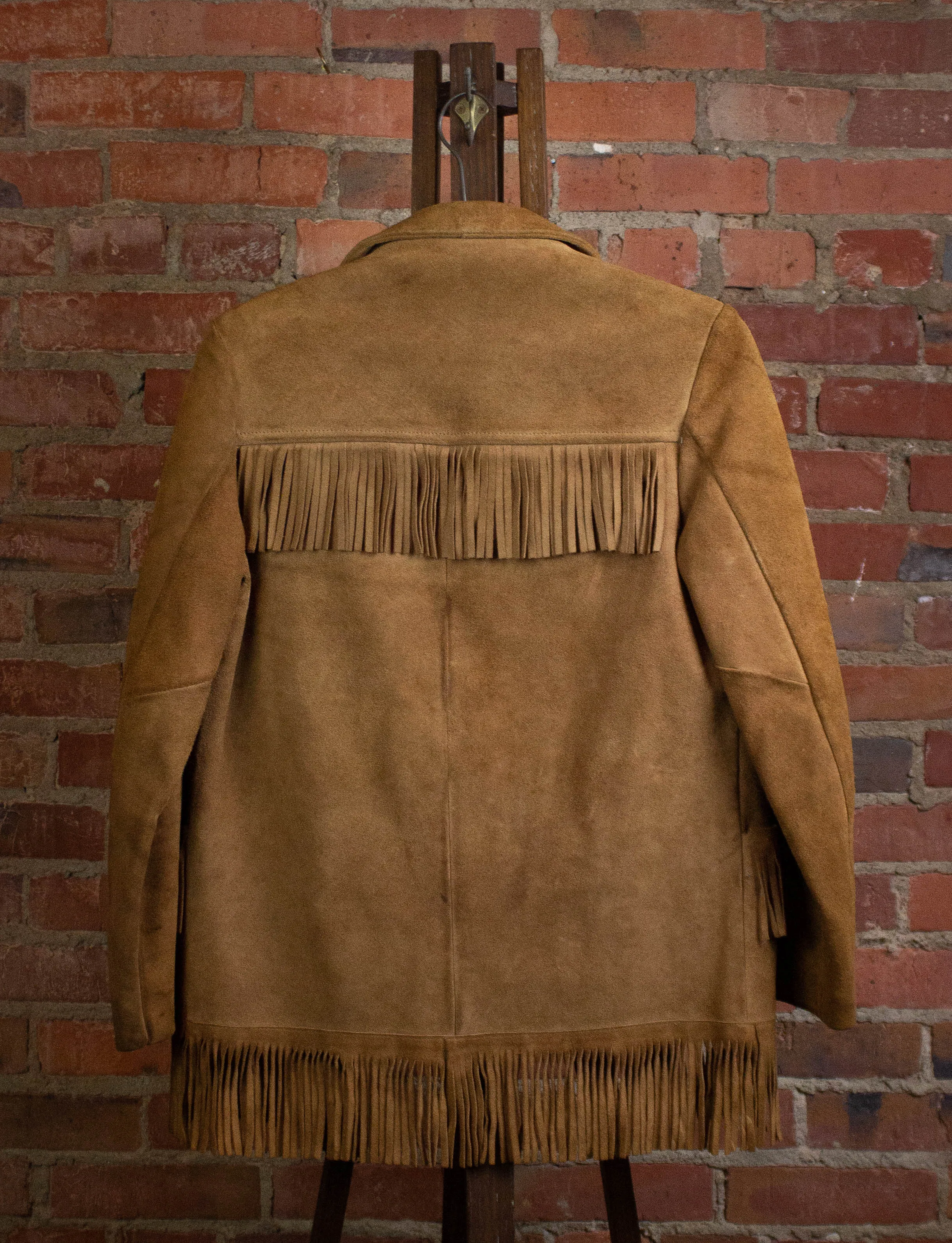 Vintage Fringe Suede Leather Jacket Tan Medium