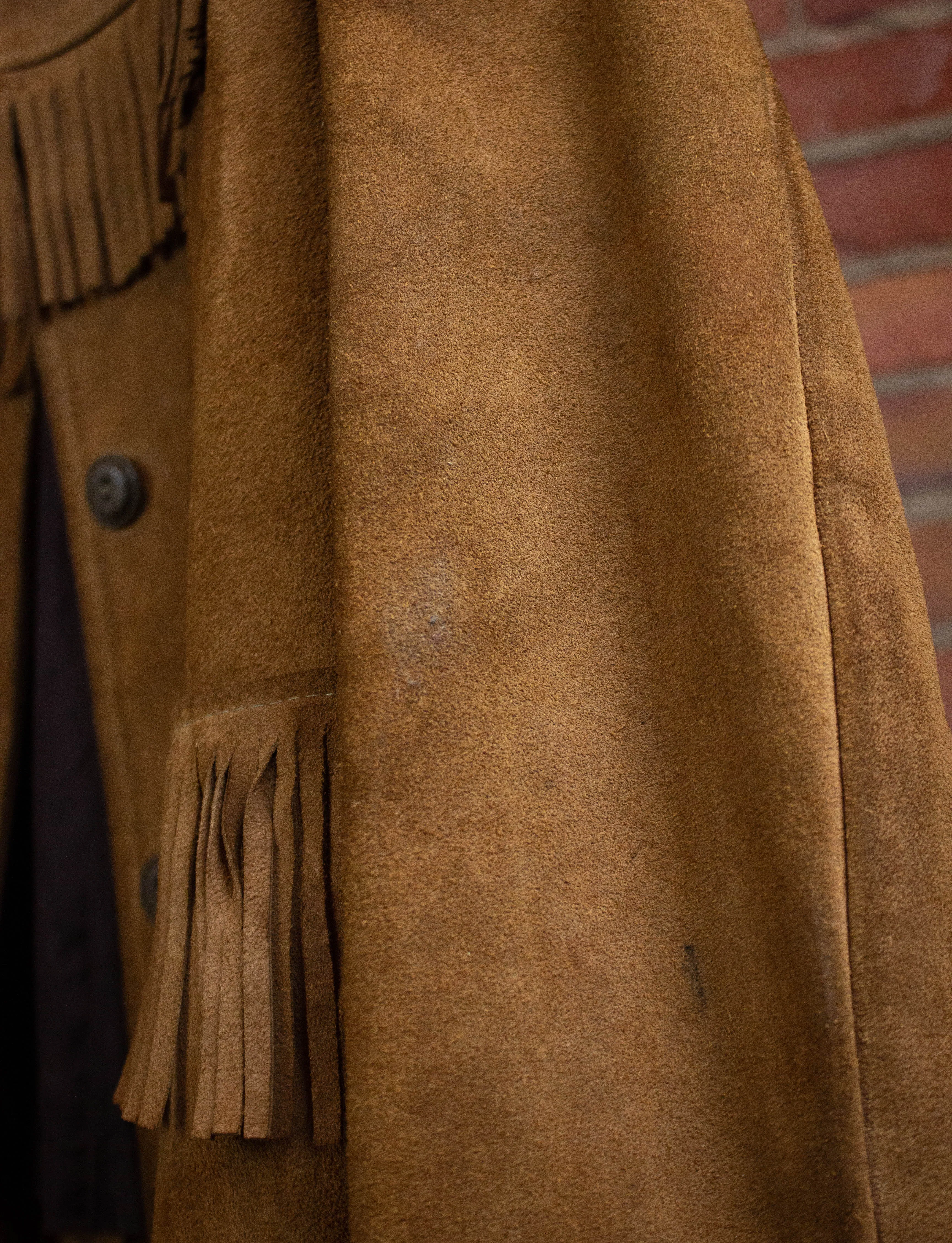 Vintage Fringe Suede Leather Jacket Tan Medium
