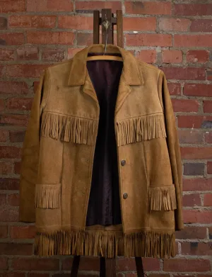Vintage Fringe Suede Leather Jacket Tan Medium