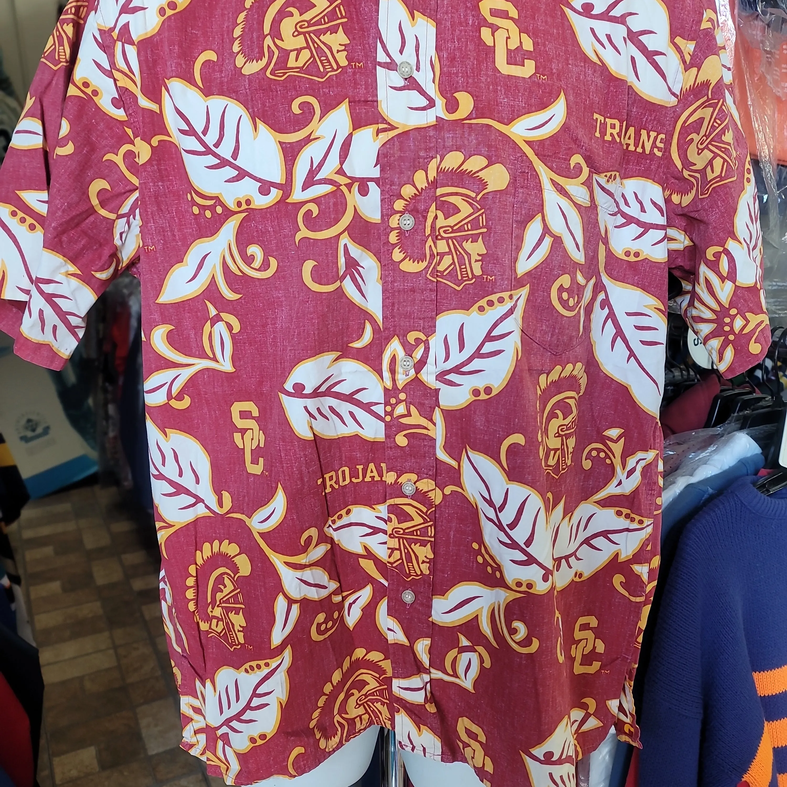 Vintage USC TROJANS NCAA Reyn Spooner Cotton Hawaiian Shirt L