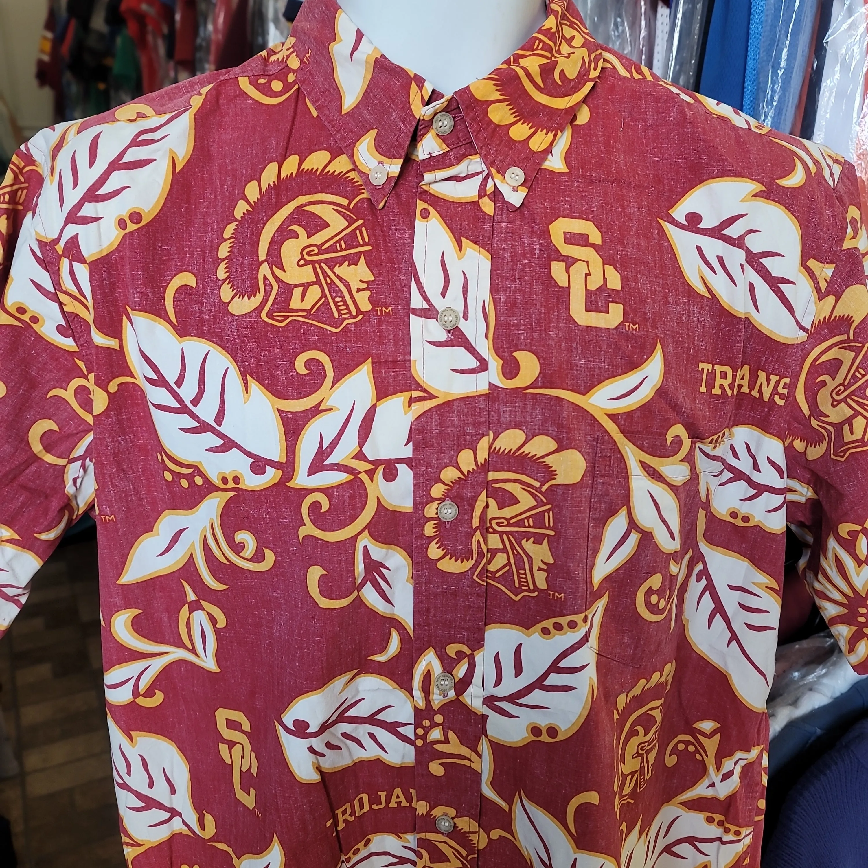 Vintage USC TROJANS NCAA Reyn Spooner Cotton Hawaiian Shirt L