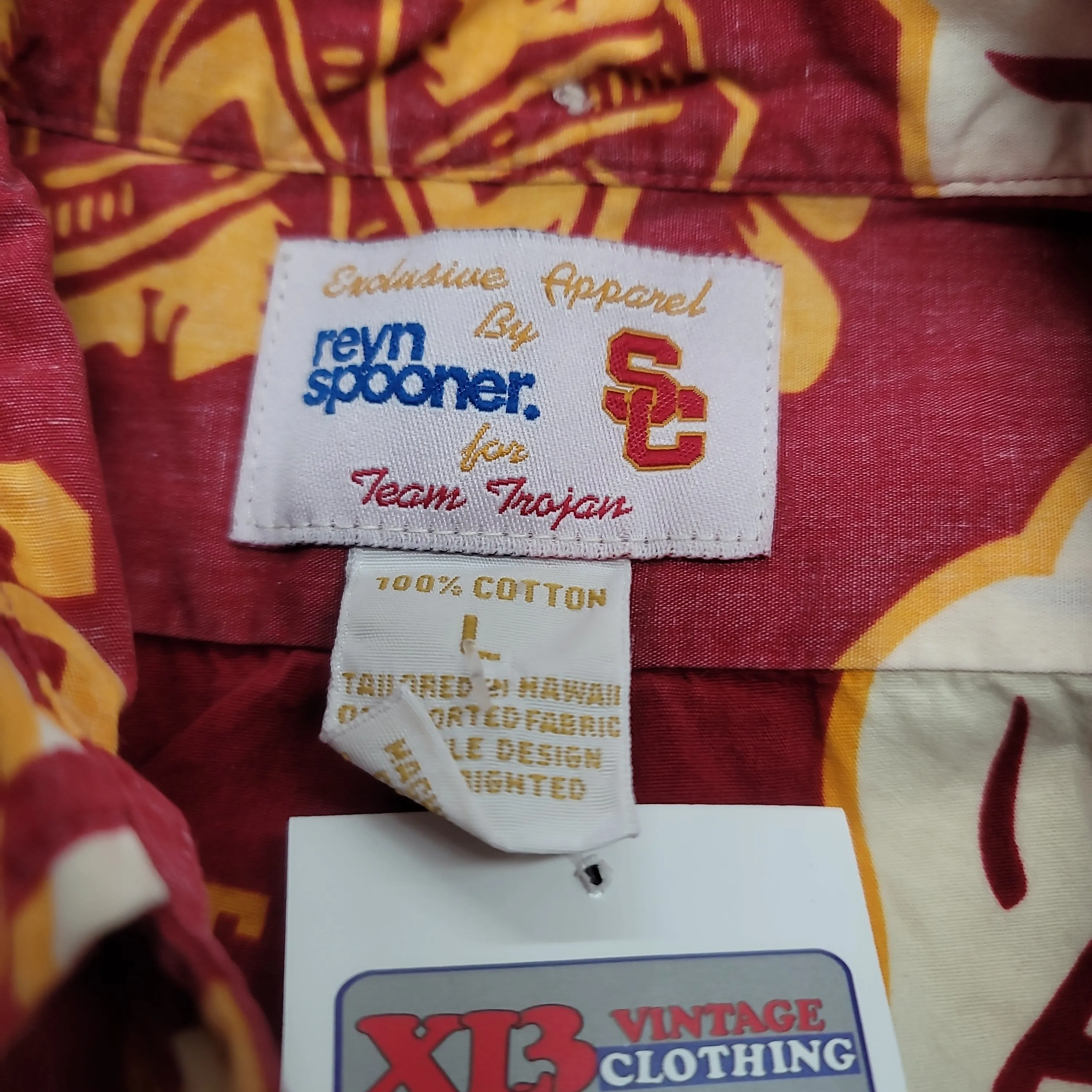 Vintage USC TROJANS NCAA Reyn Spooner Cotton Hawaiian Shirt L