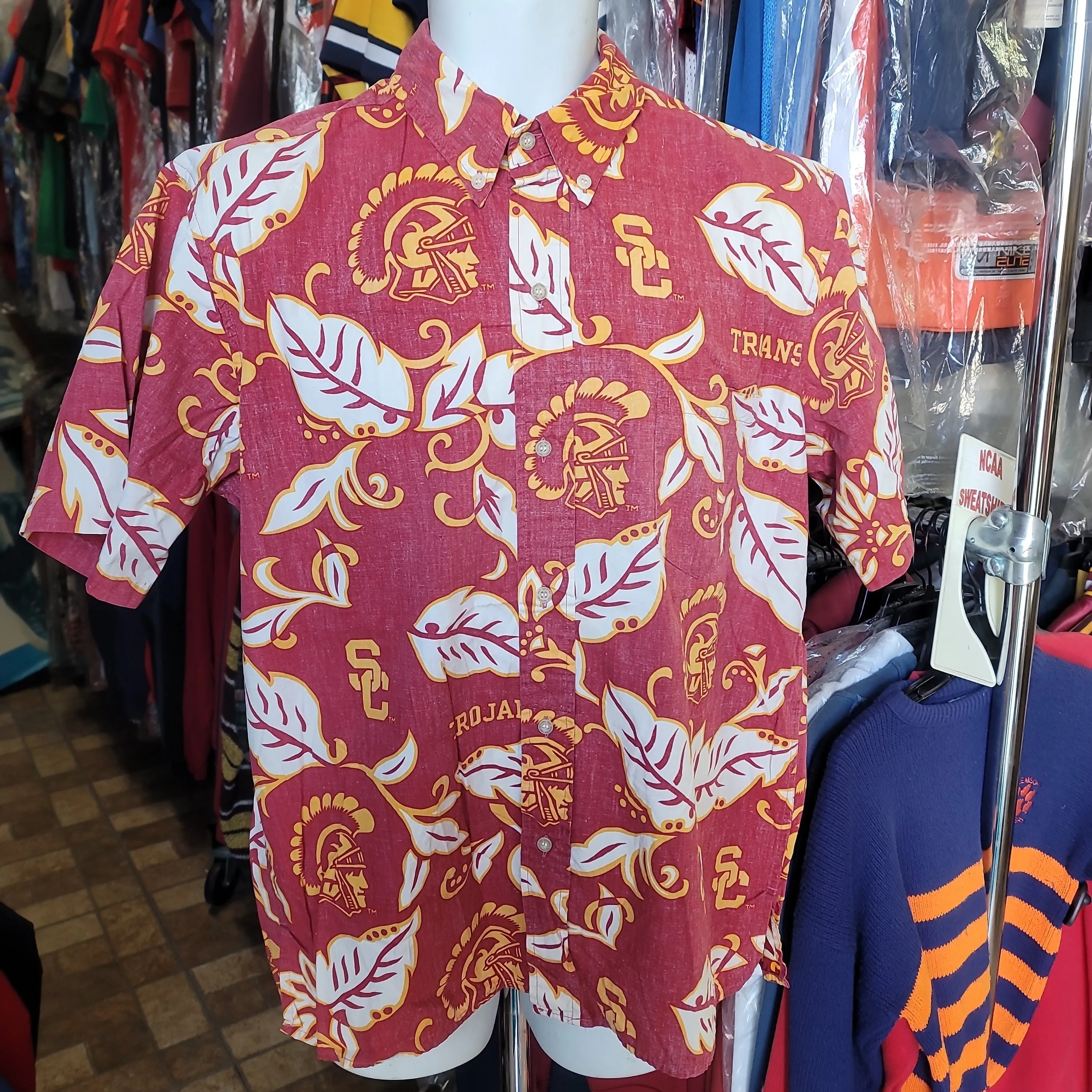 Vintage USC TROJANS NCAA Reyn Spooner Cotton Hawaiian Shirt L