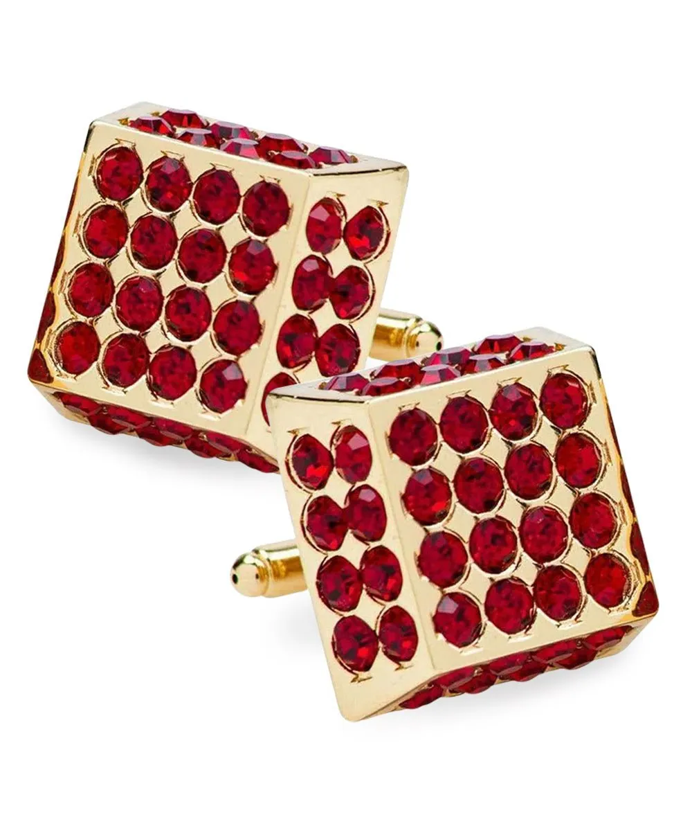 Vittorio Vico Men's Large  Square Studded Colored Crystal Cufflinks: CL76XX Series