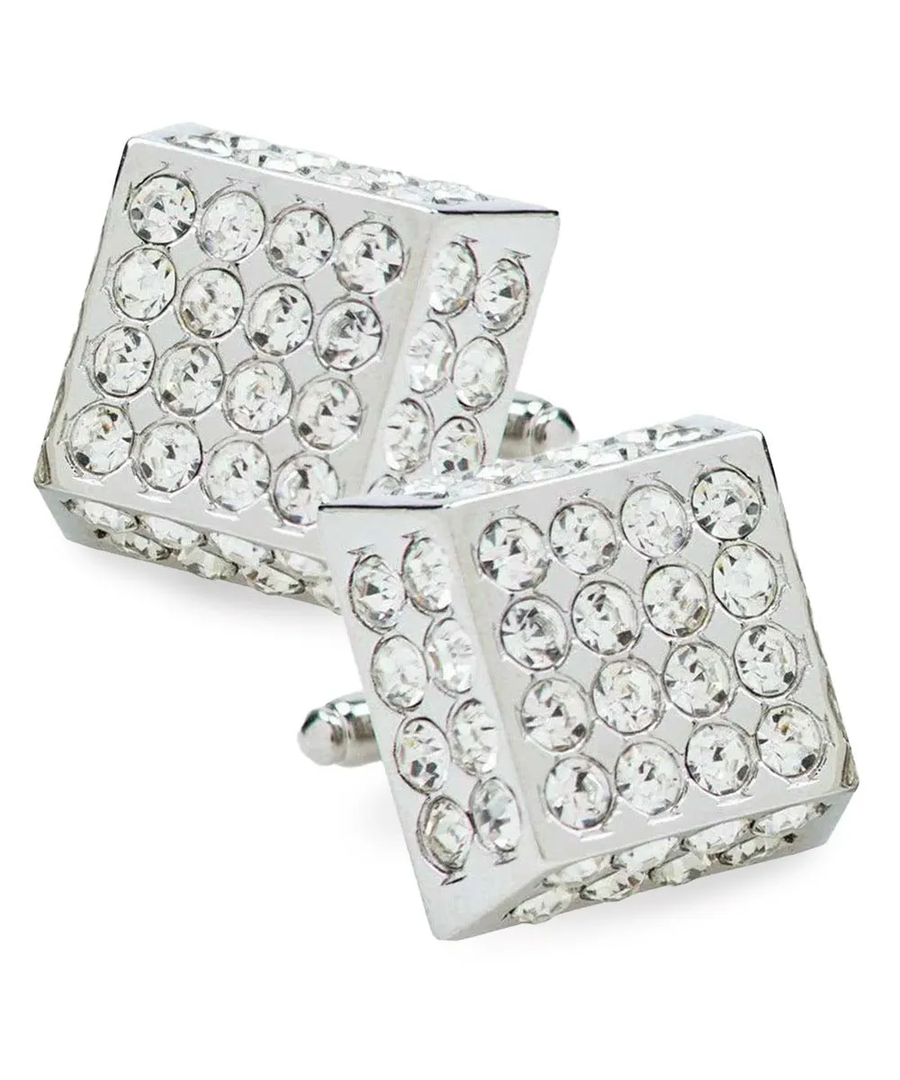 Vittorio Vico Men's Large  Square Studded Colored Crystal Cufflinks: CL76XX Series