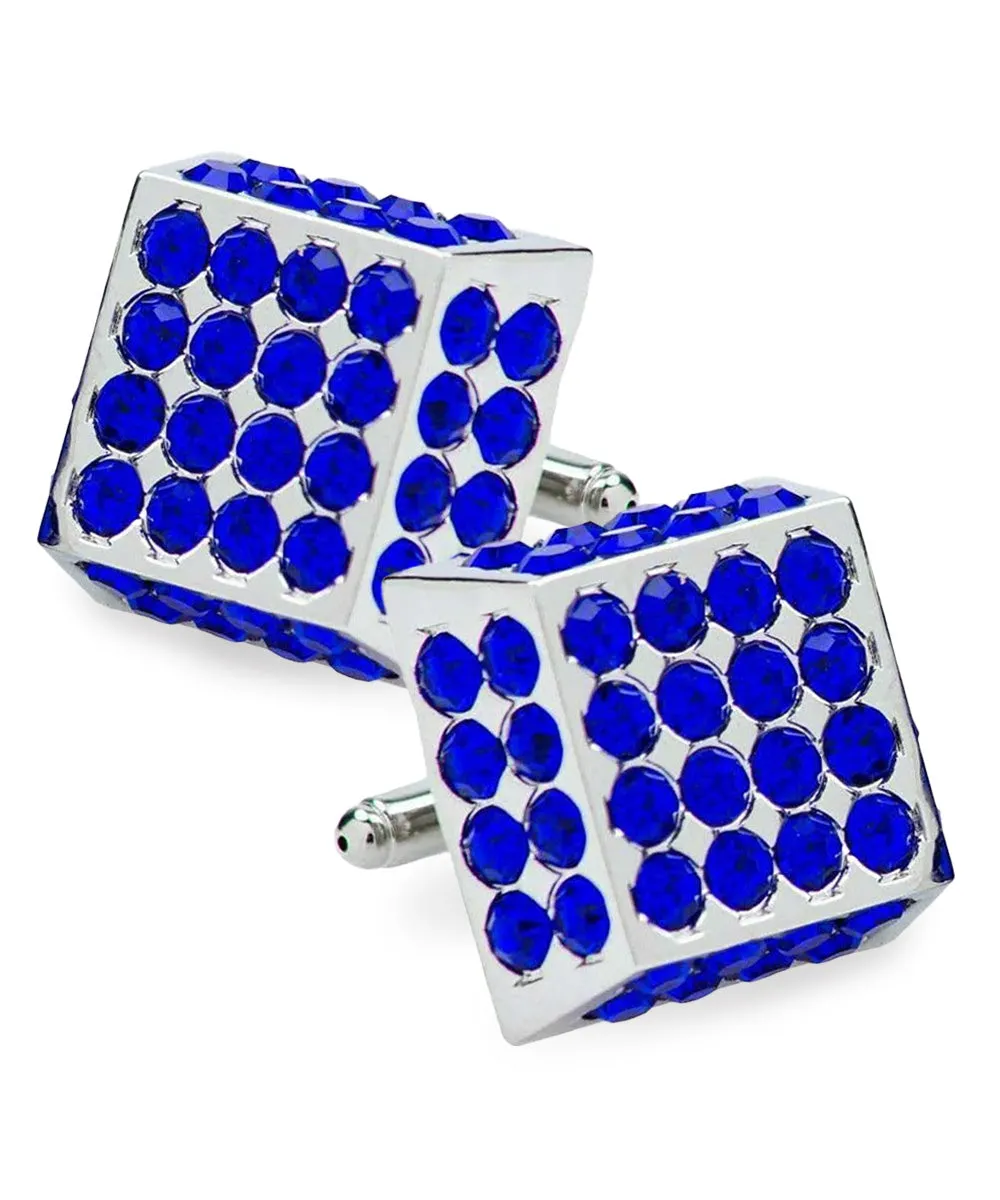 Vittorio Vico Men's Large  Square Studded Colored Crystal Cufflinks: CL76XX Series