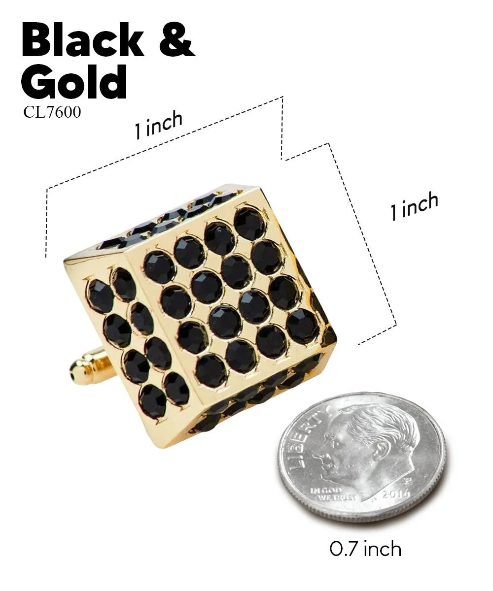 Vittorio Vico Men's Large  Square Studded Colored Crystal Cufflinks: CL76XX Series
