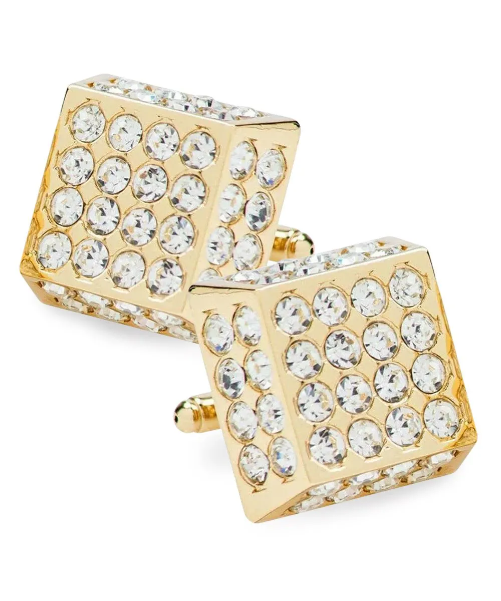 Vittorio Vico Men's Large  Square Studded Colored Crystal Cufflinks: CL76XX Series