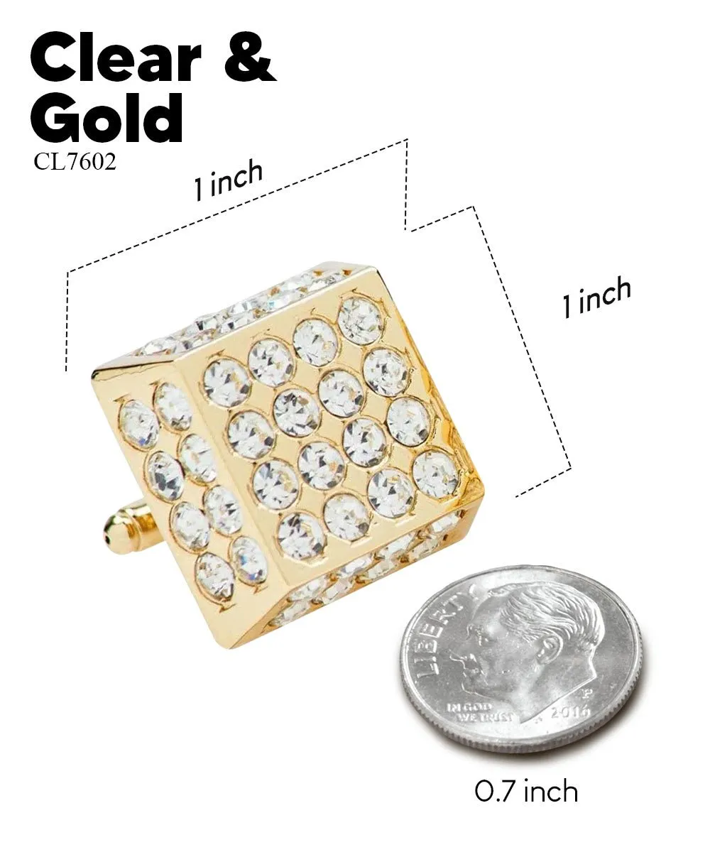 Vittorio Vico Men's Large  Square Studded Colored Crystal Cufflinks: CL76XX Series