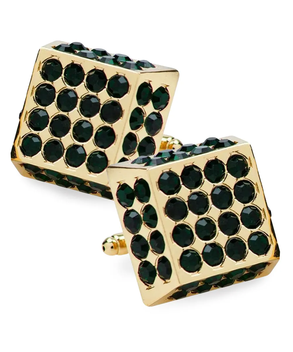 Vittorio Vico Men's Large  Square Studded Colored Crystal Cufflinks: CL76XX Series