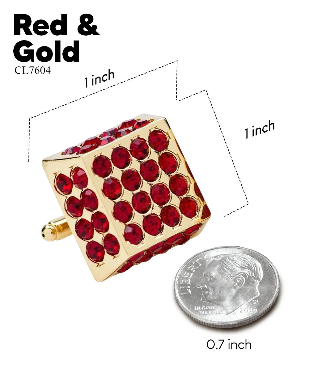 Vittorio Vico Men's Large  Square Studded Colored Crystal Cufflinks: CL76XX Series