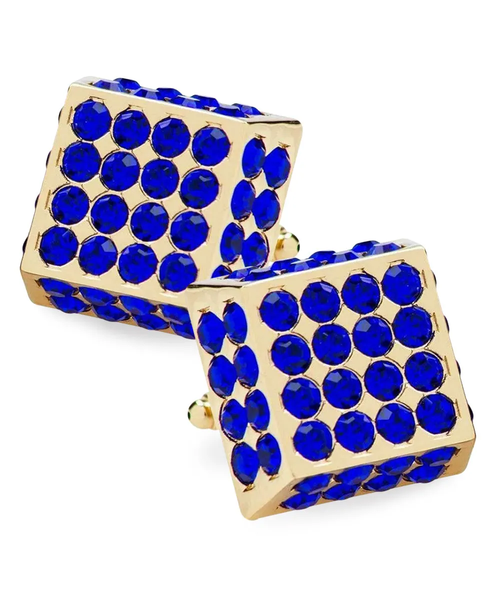 Vittorio Vico Men's Large  Square Studded Colored Crystal Cufflinks: CL76XX Series