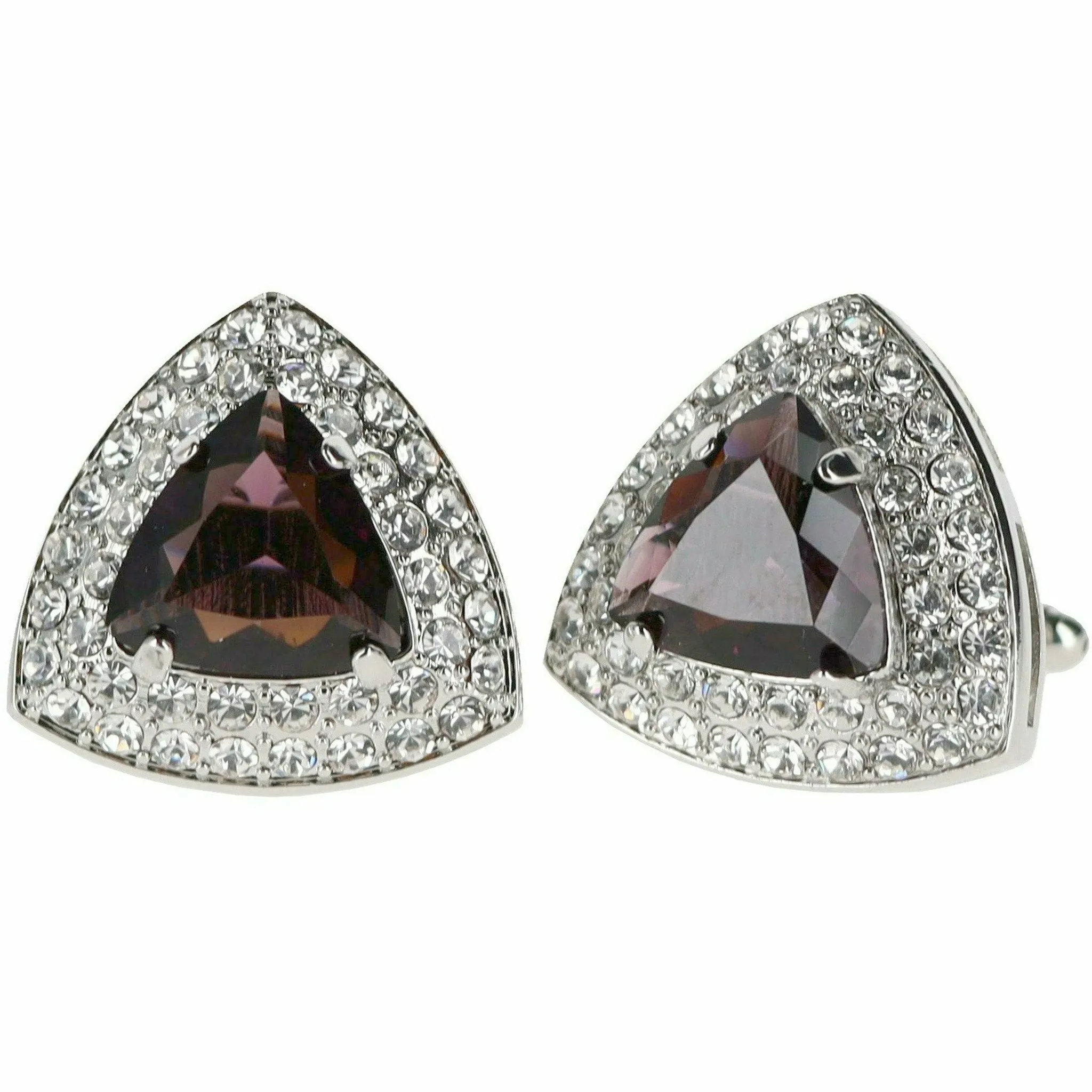 Vittorio Vico Men's Large Triangular Crystal Diamond Set Cufflinks: CL72XX Series