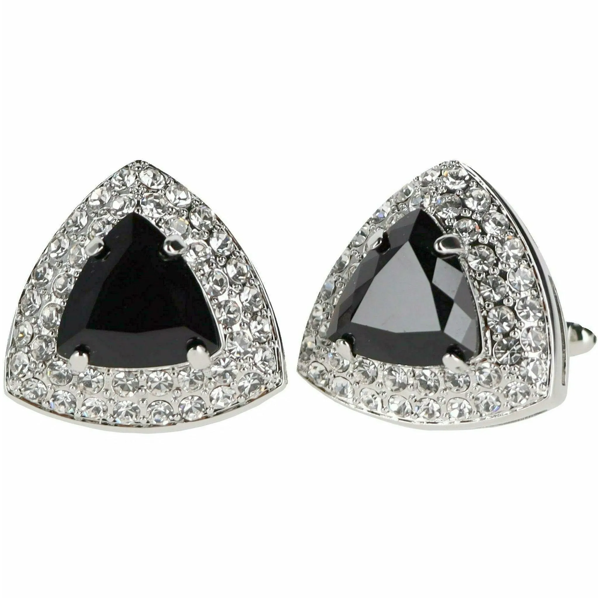 Vittorio Vico Men's Large Triangular Crystal Diamond Set Cufflinks: CL72XX Series