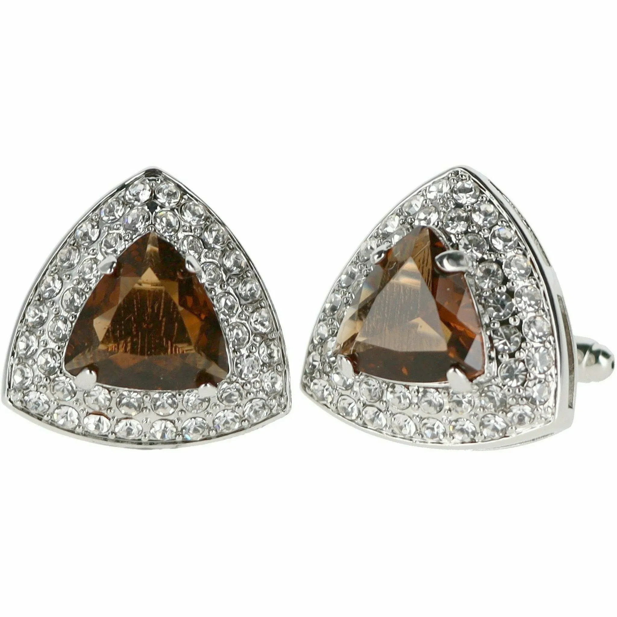 Vittorio Vico Men's Large Triangular Crystal Diamond Set Cufflinks: CL72XX Series