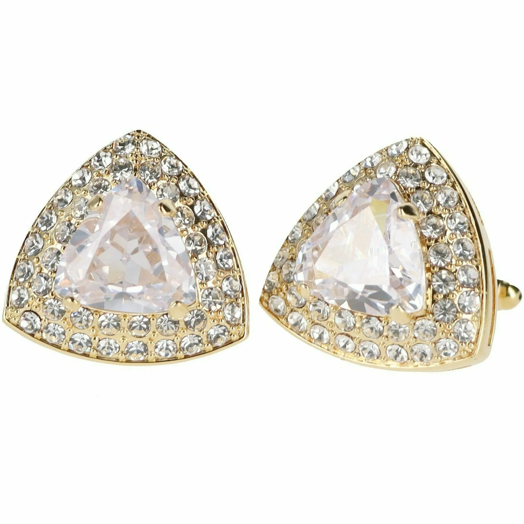 Vittorio Vico Men's Large Triangular Crystal Diamond Set Cufflinks: CL72XX Series