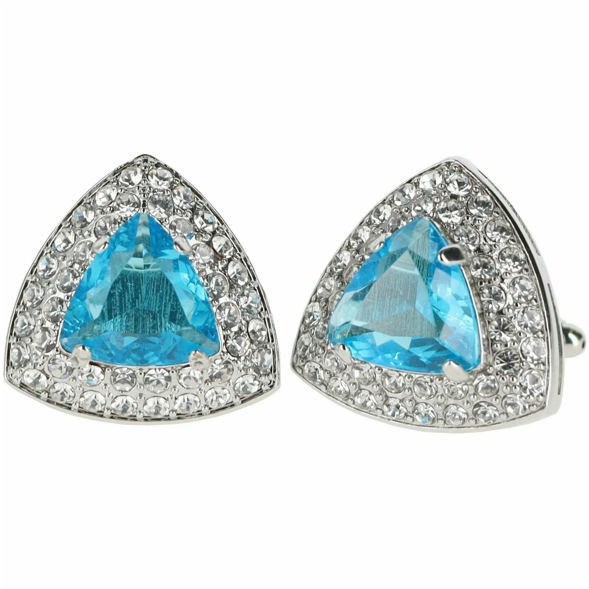 Vittorio Vico Men's Large Triangular Crystal Diamond Set Cufflinks: CL72XX Series