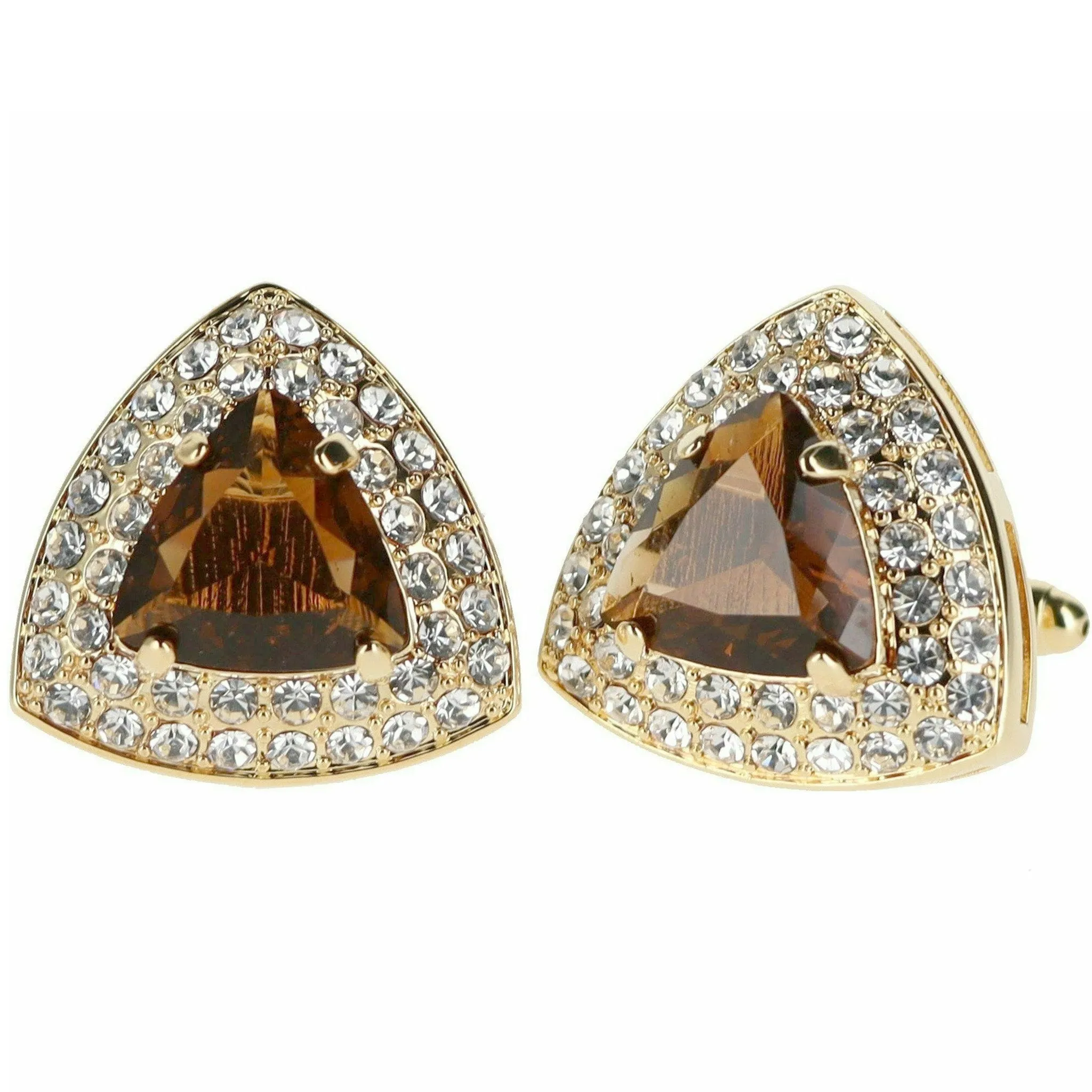 Vittorio Vico Men's Large Triangular Crystal Diamond Set Cufflinks: CL72XX Series