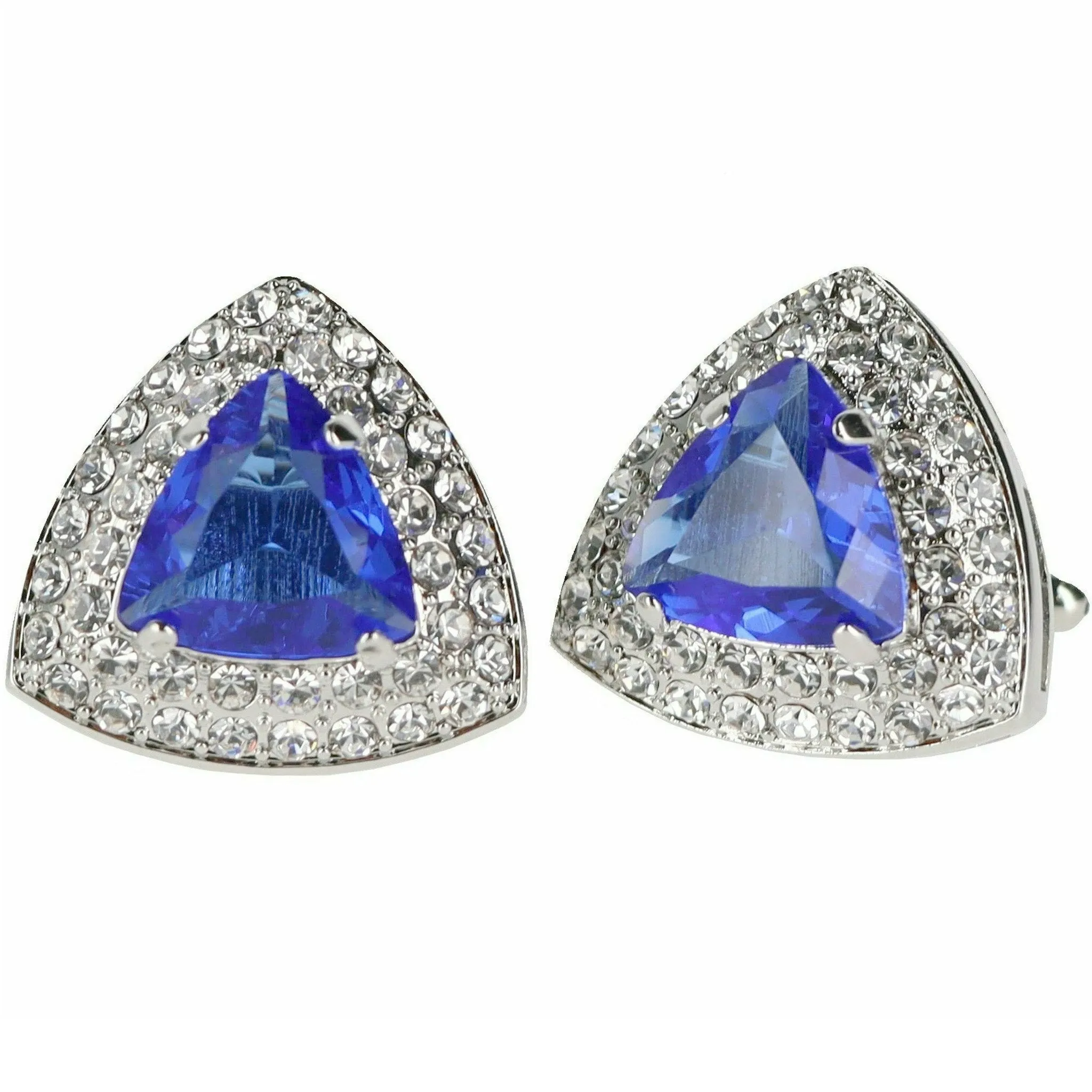 Vittorio Vico Men's Large Triangular Crystal Diamond Set Cufflinks: CL72XX Series