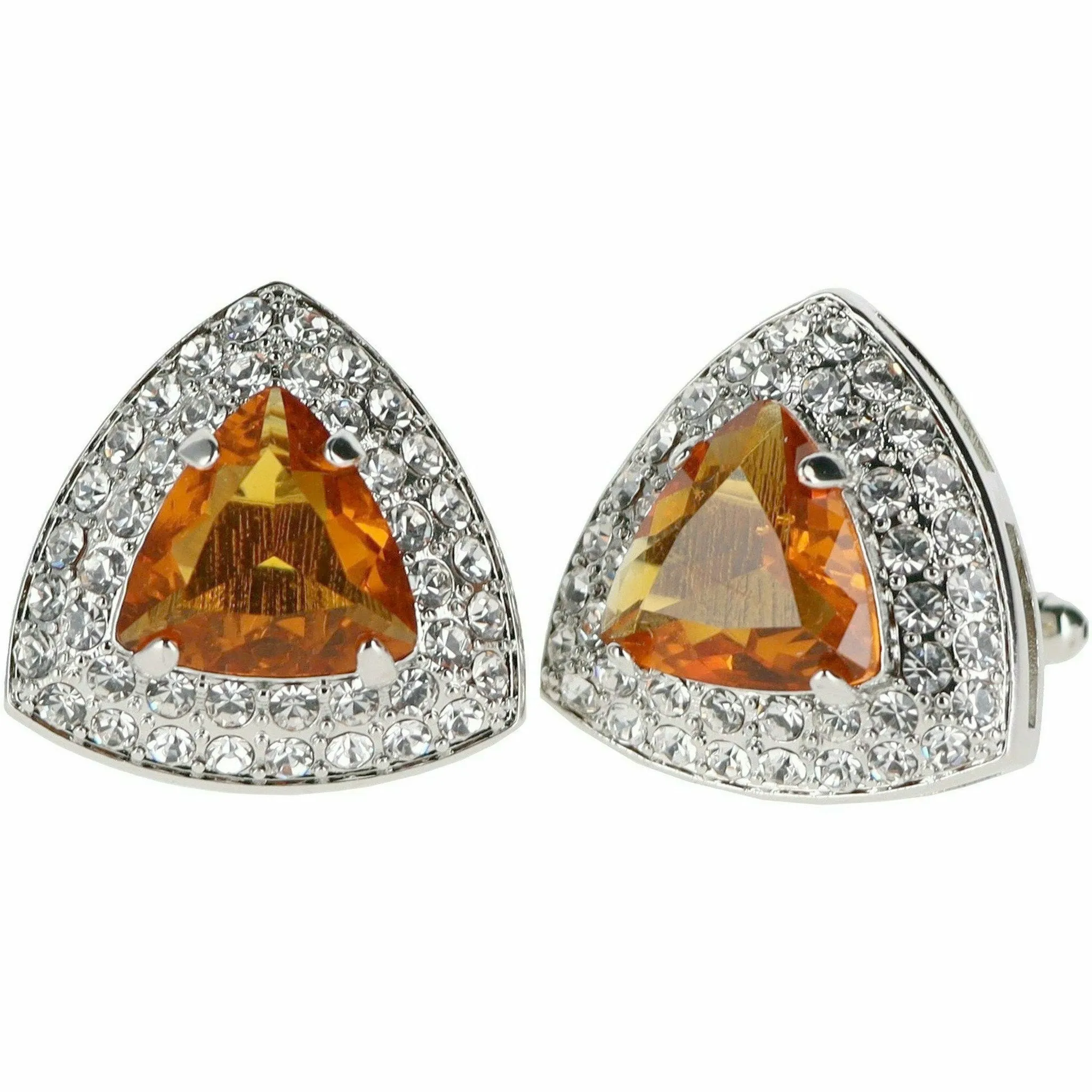 Vittorio Vico Men's Large Triangular Crystal Diamond Set Cufflinks: CL72XX Series
