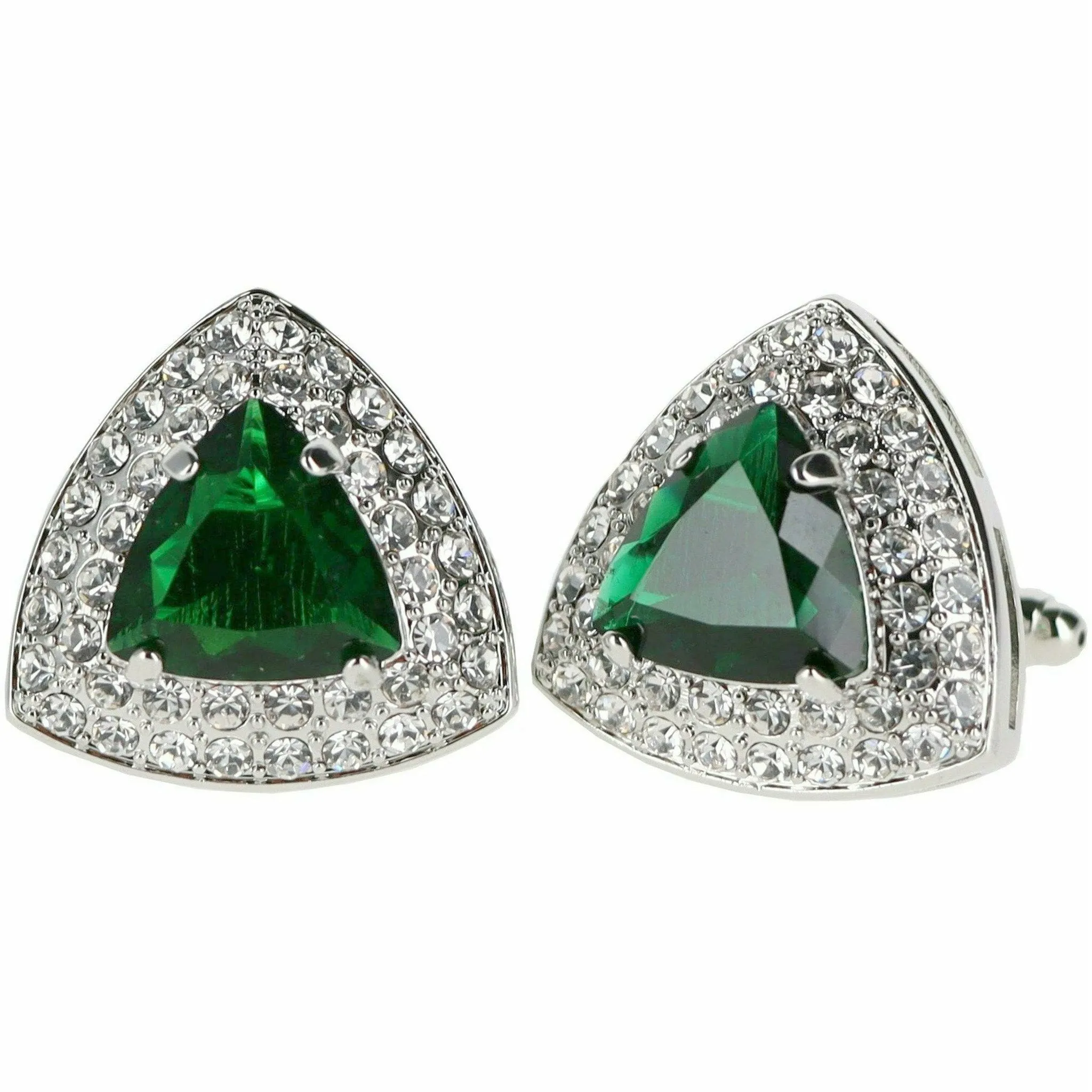 Vittorio Vico Men's Large Triangular Crystal Diamond Set Cufflinks: CL72XX Series