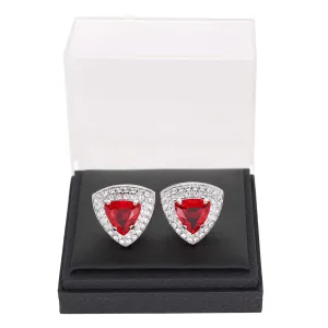 Vittorio Vico Men's Large Triangular Crystal Diamond Set Cufflinks: CL72XX Series