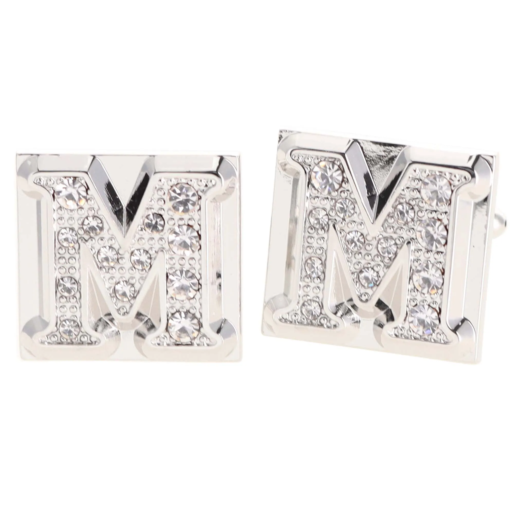 Vittorio Vico Rhinestone Initial Cufflinks in Gift Box