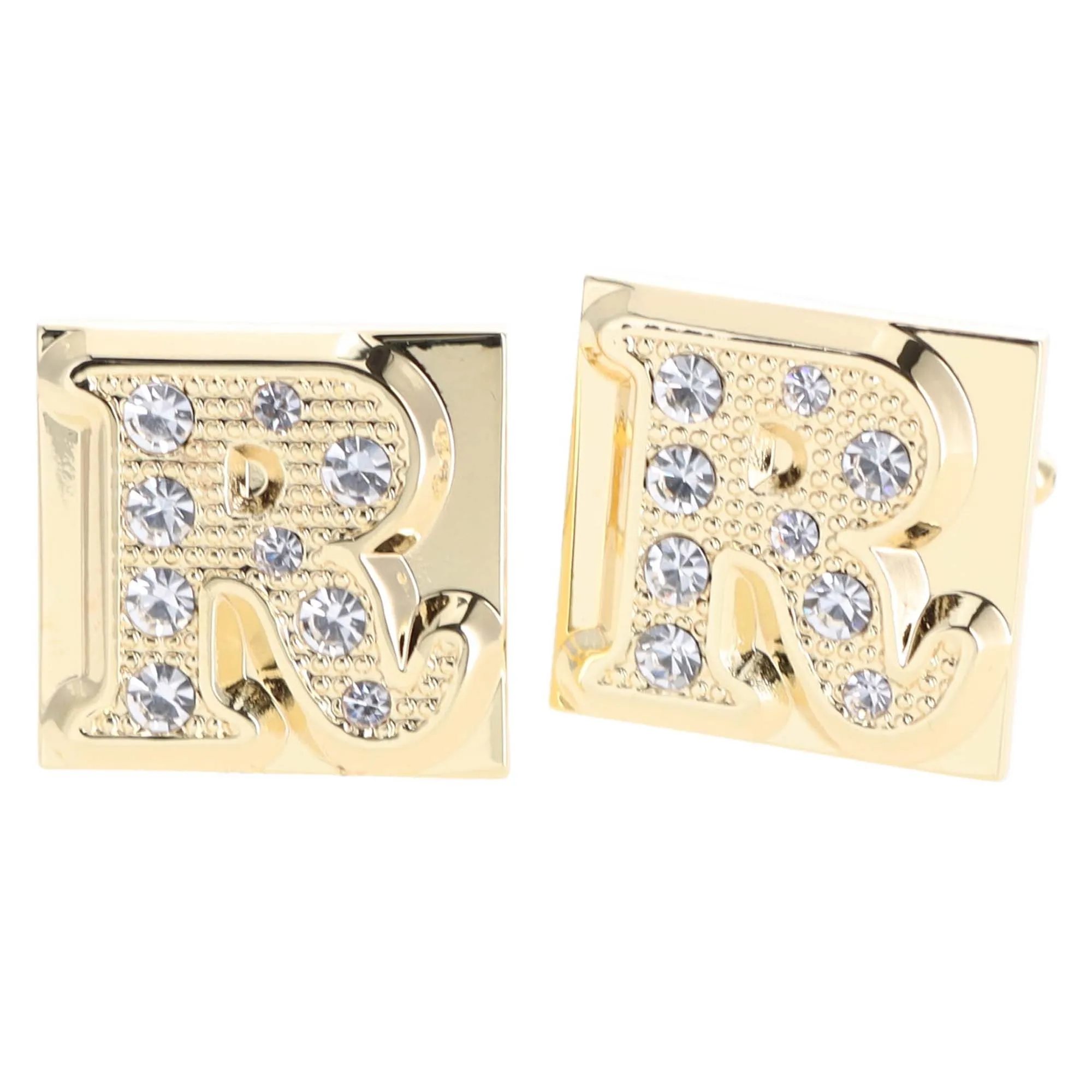 Vittorio Vico Rhinestone Initial Cufflinks in Gift Box