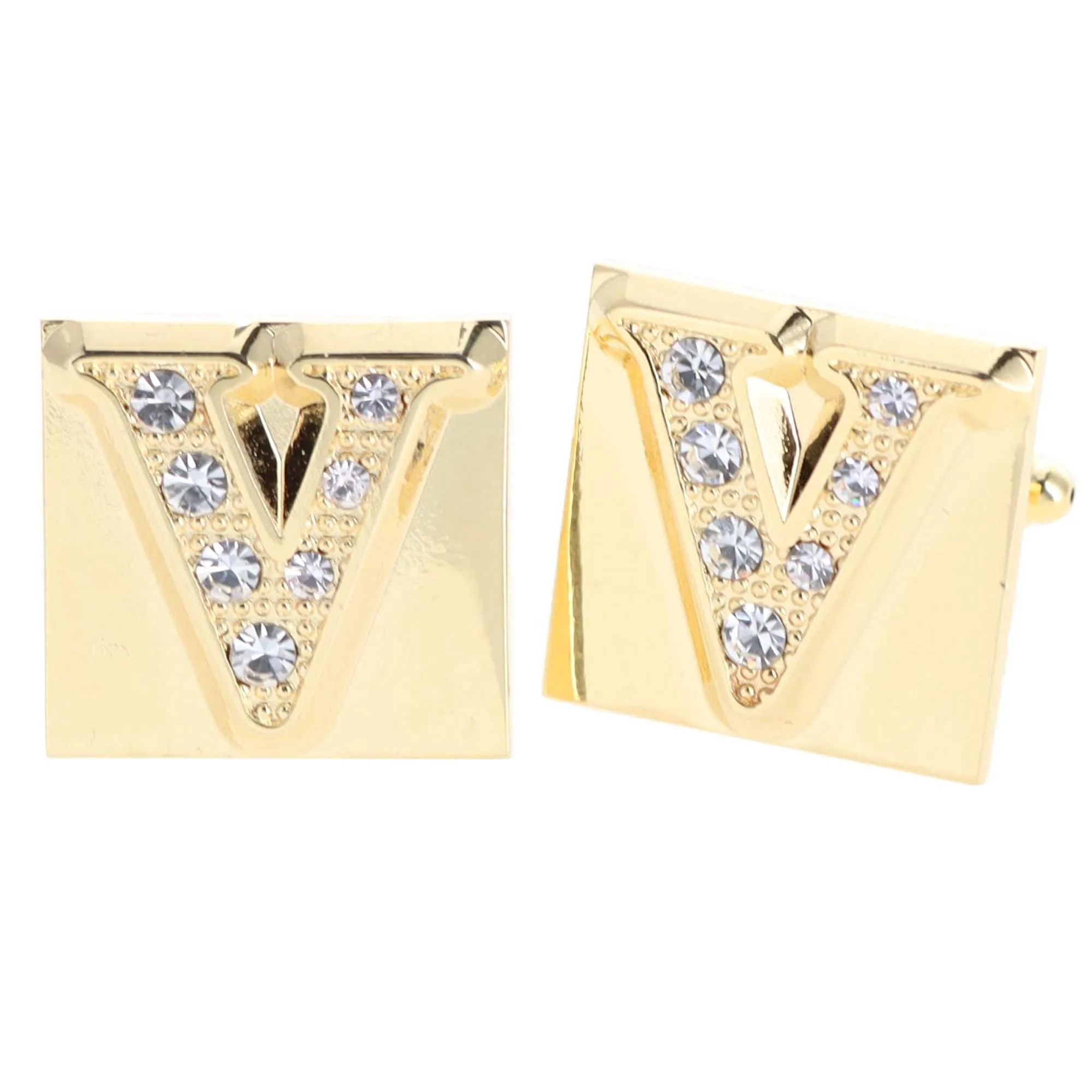 Vittorio Vico Rhinestone Initial Cufflinks in Gift Box