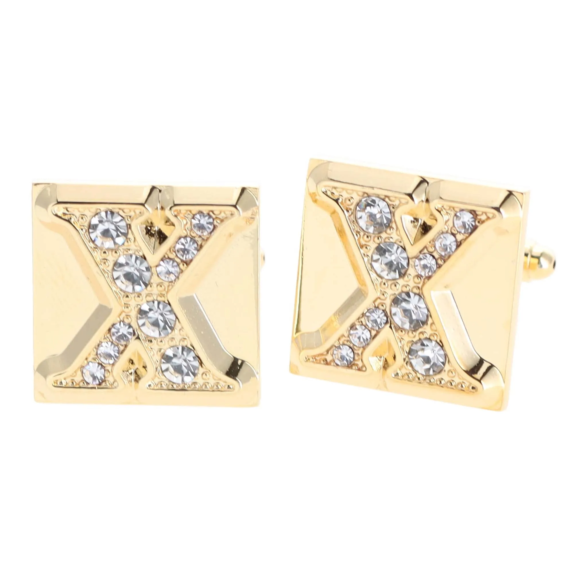 Vittorio Vico Rhinestone Initial Cufflinks in Gift Box