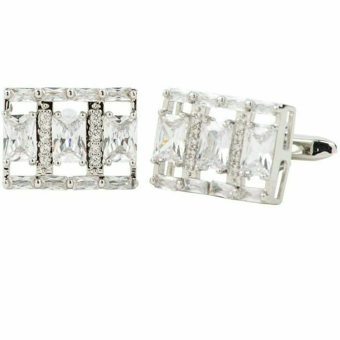 Vittorio Vico Silver Iced Wedding Cufflinks in Gift Box: CL105x Series