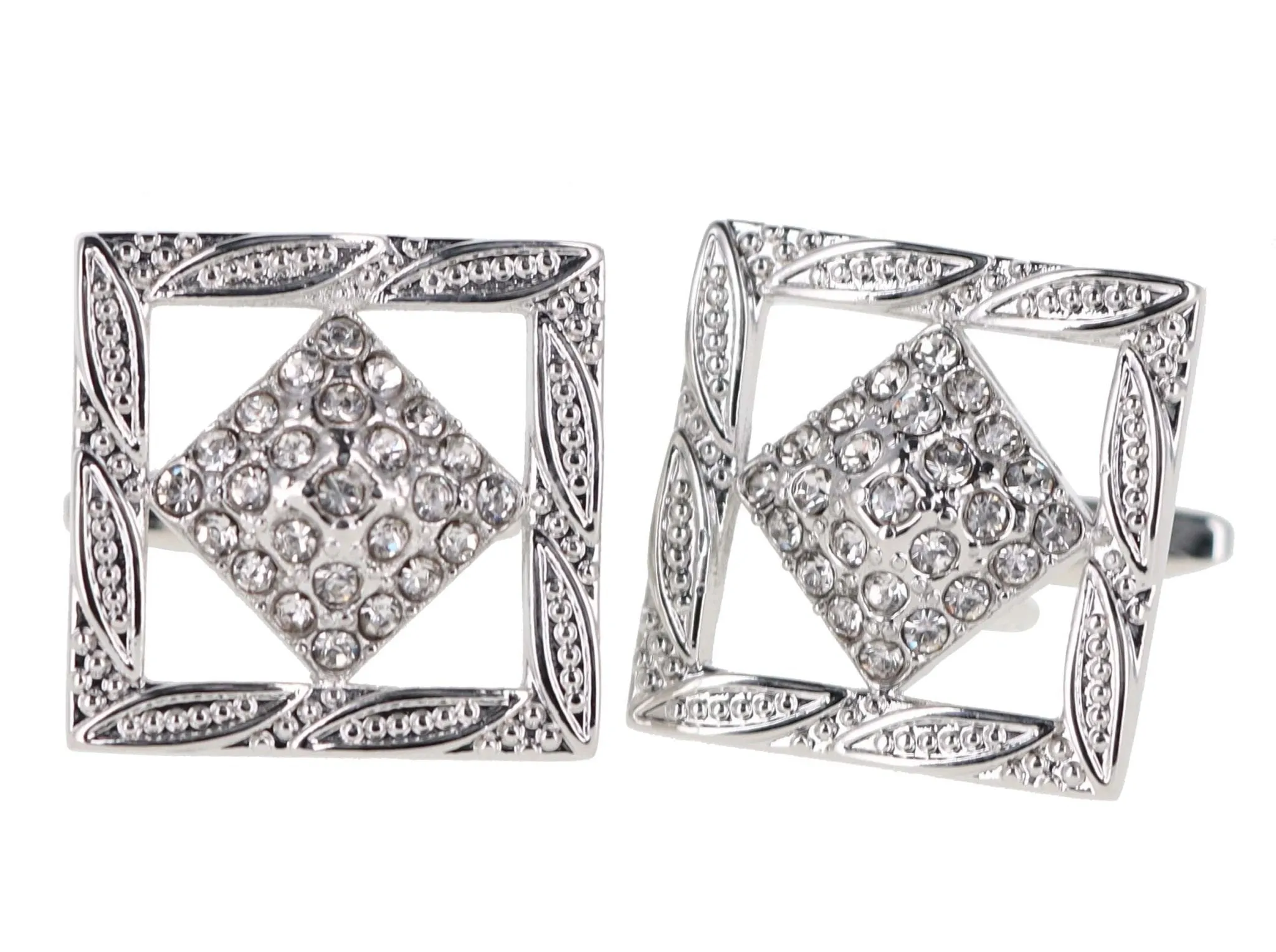 Vittorio Vico Silver Iced Wedding Cufflinks in Gift Box: CL105x Series