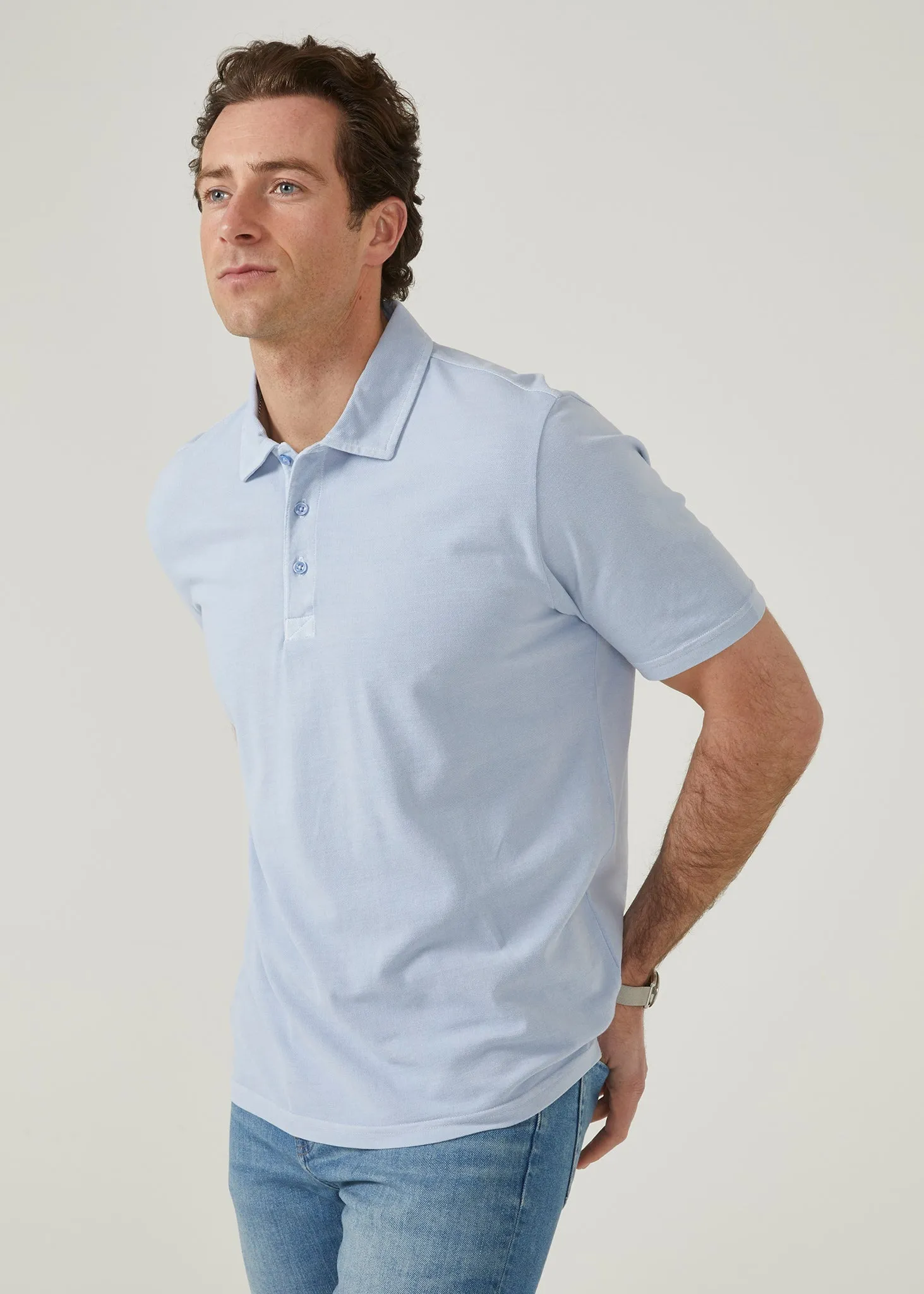 Weymouth Washed Effect Polo Shirt In Light Blue