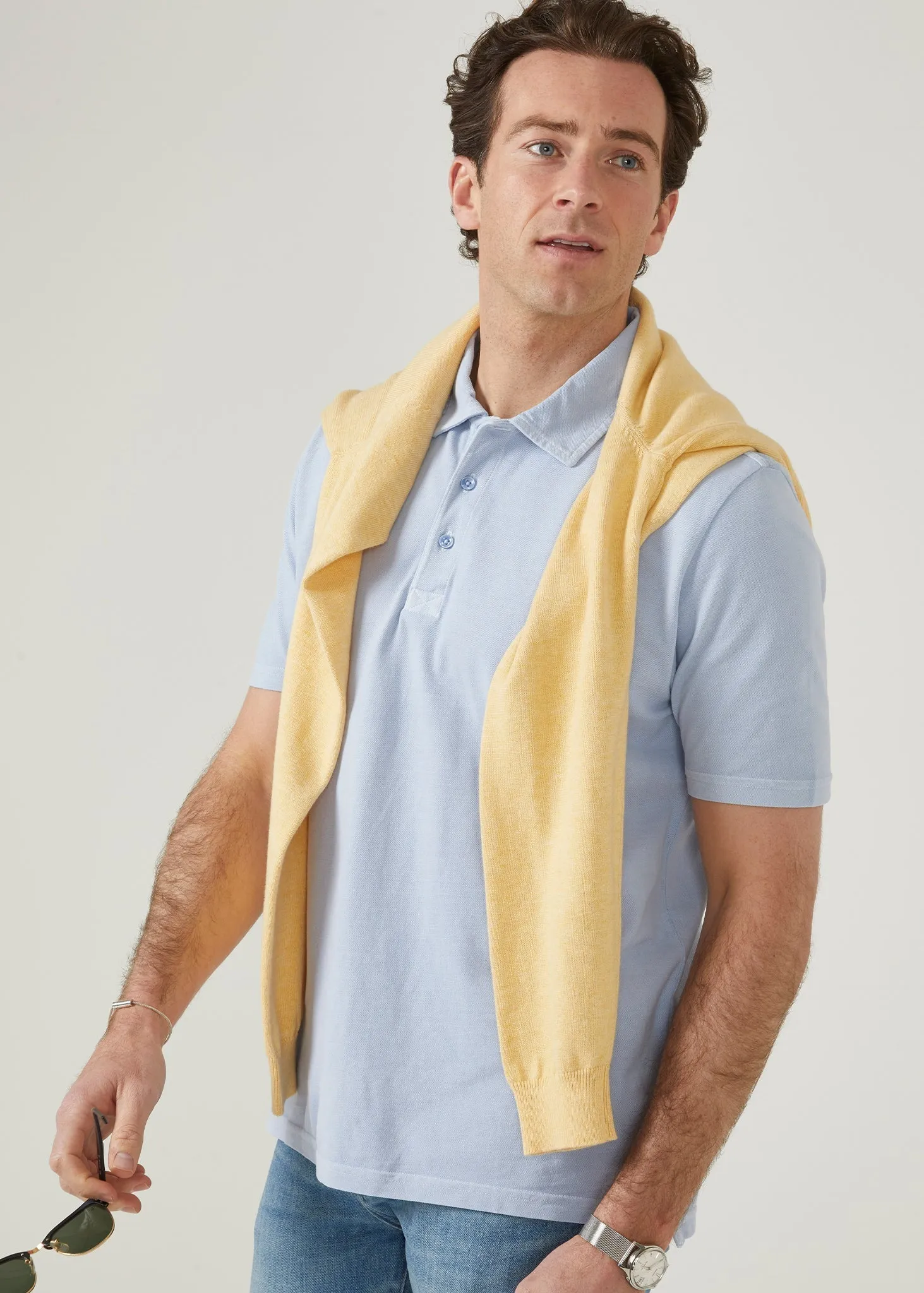 Weymouth Washed Effect Polo Shirt In Light Blue