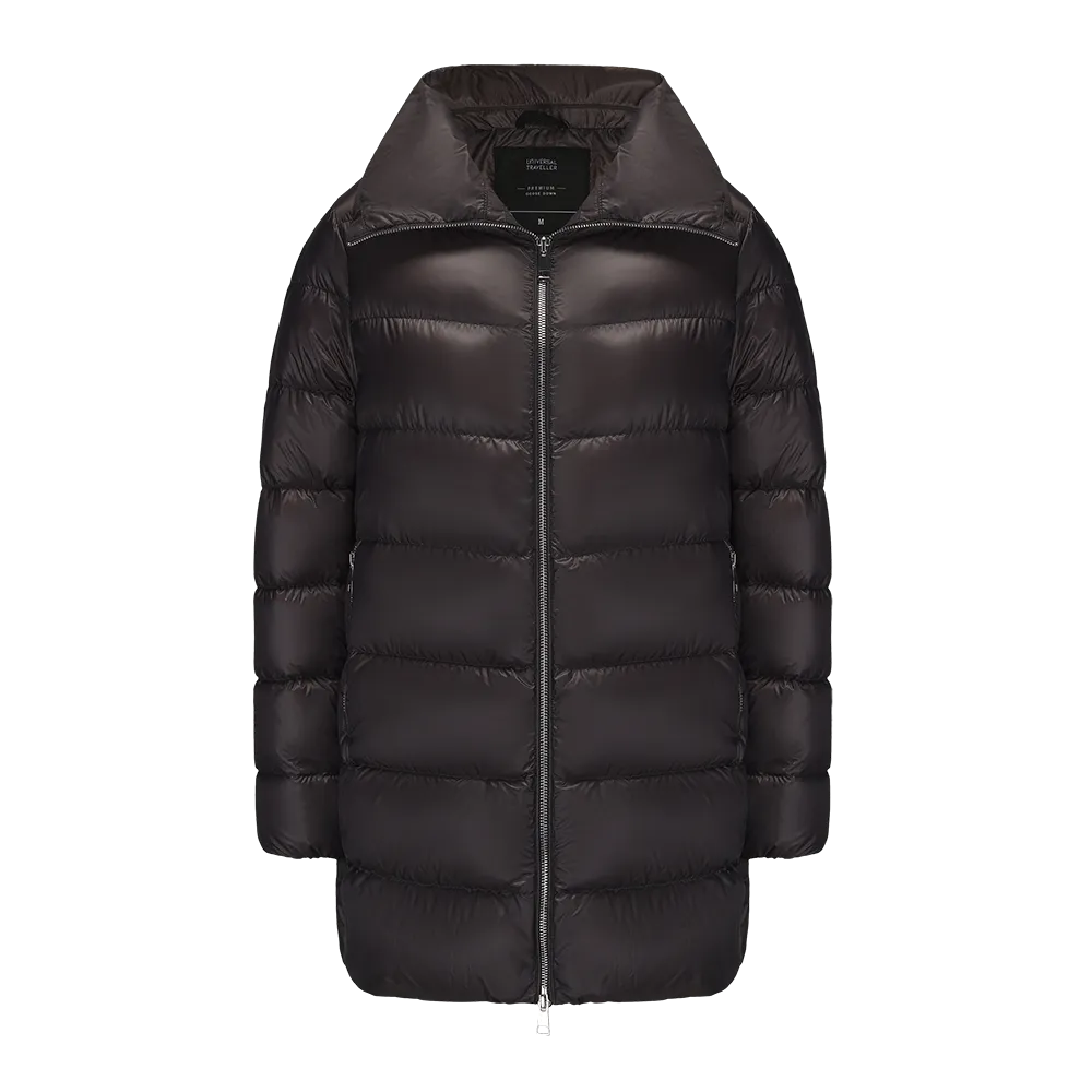 Women's Elegant Goose Down Jacket With Genuine Rabbit Fur Collar