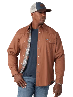 Wrangler Men's Brown Flannel Lined Print Shirt