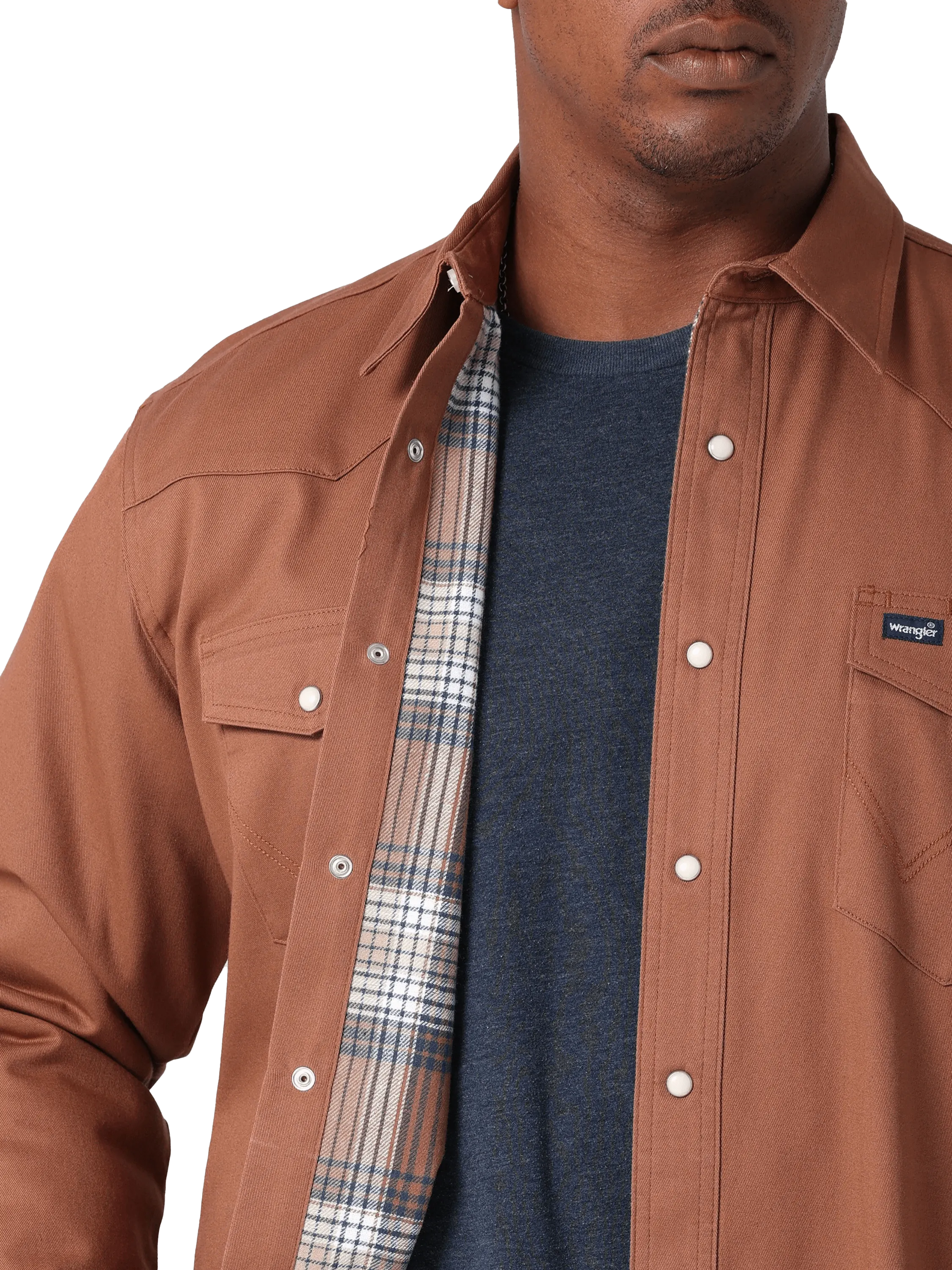 Wrangler Men's Brown Flannel Lined Print Shirt